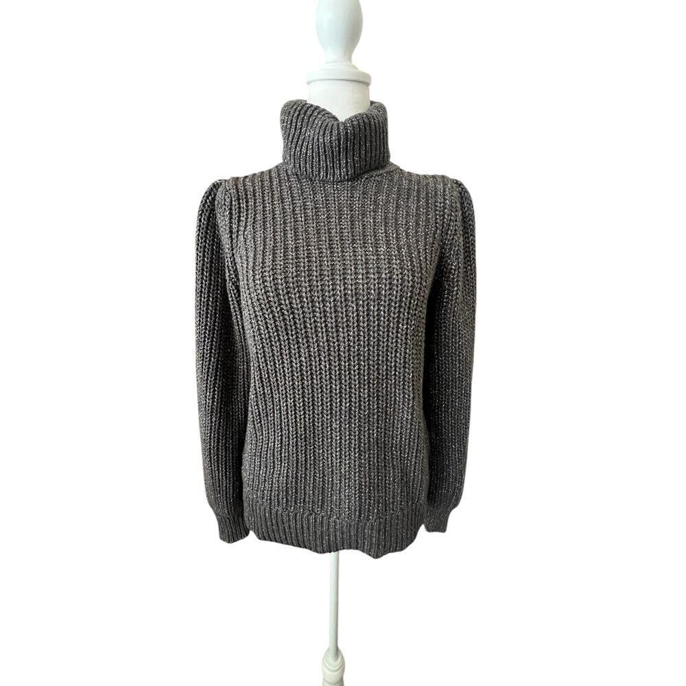 I.N.C. WOMENS COWL TURTLE NECK SLIGHT PUFF SHOULDERS BELL SLEEVE SWEATER